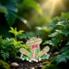 Green Frog Brooch Pins for Women, Cute Rhinestone Inlaid Fro...