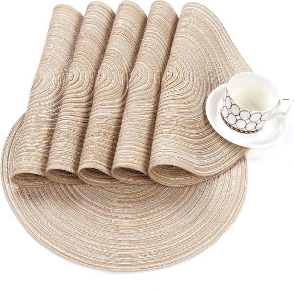 SHACOS 15 inch Round Braided Placemats Set of 6 Non Slip Hea...