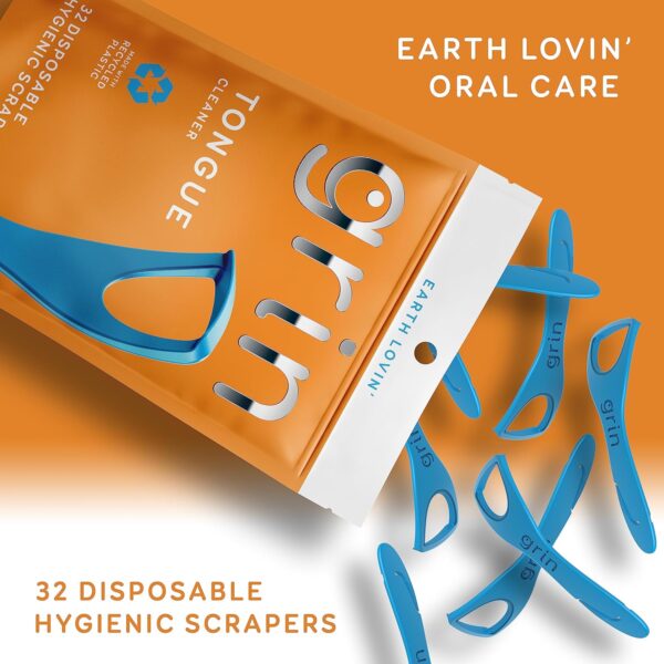 GRIN Tongue Cleaner, 32 Count, Disposable Tongue Cleaner, Hy...