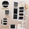 LED Jewelry Cabinet, 66" Jewelry Armoire with Clothes Rack, ...