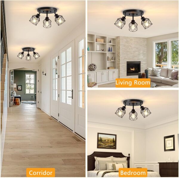 3-Light Kitchen Flush Mount Ceiling Light, Adjustable Multi-...