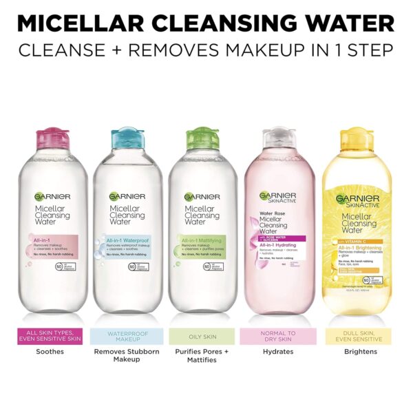 Garnier Micellar Water with Rose Water and Glycerin, Hydrati...