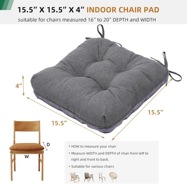 RACE LEAF Indoor Chair Cushions 4 Pack, Tufted Memory Foam D...
