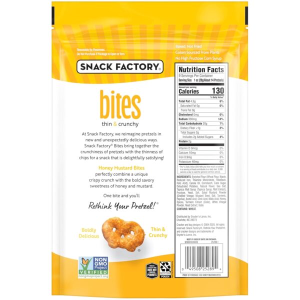 Snack Factory Honey Mustard Bites, 9 Oz Bag