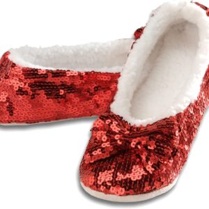Snoozies Sequin Slippers for Women Indoor with Sherpa Lining...