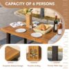 Devoko Home Acacia Wood Dining Table 6-Person Indoor Outdoor...