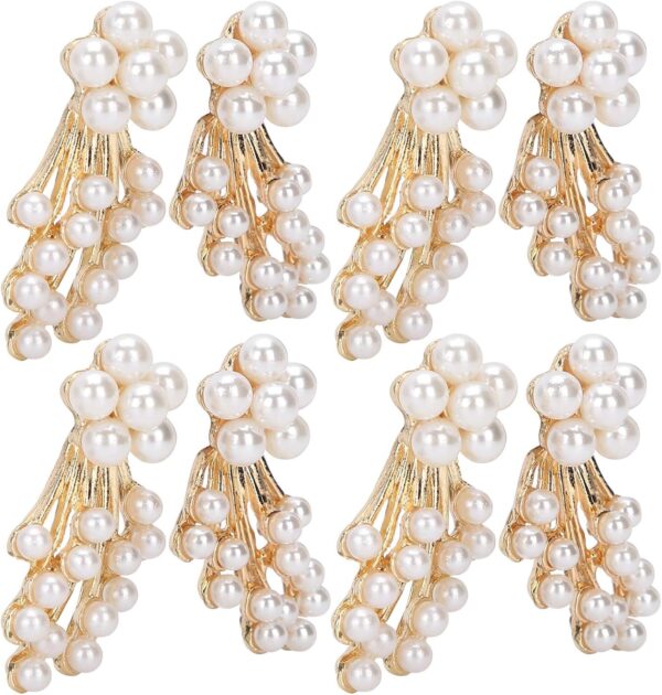 4 Pairs Pearl Shoe Clips Rhinestone Crystal Bridal Shoe Buck...
