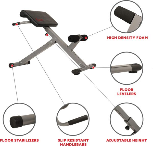 Sunny Health & Fitness Foldable Hyperextension Roman Chair w...