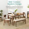Best Choice Products 6-Piece Wooden Dining Set, Mid-Century ...