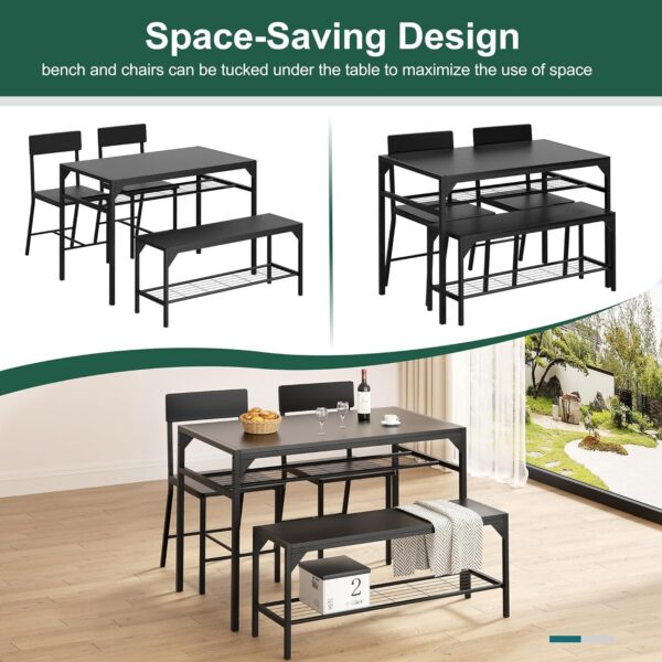Shintenchi Kitchen Table Chairs Set of 4, Dining Table Set f...
