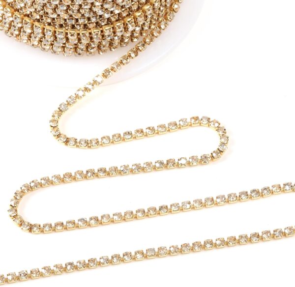10 Yards 2 MM Rhinestone Chain Trim Crystal Rhinestone Close...