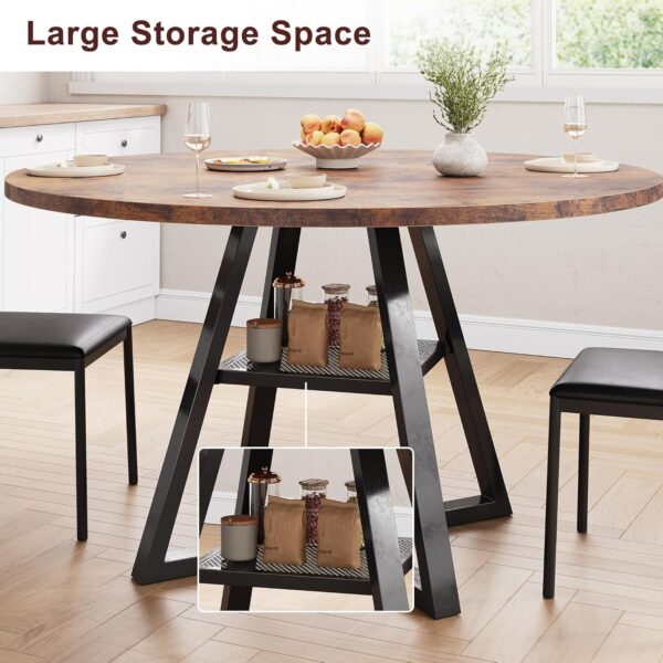 Round Dining Table for 4,Kitchen Dining Room Circle Dinner P...