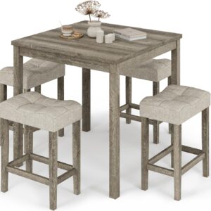5-Piece Counter Dinner Height Table Set, Indoor Modern Recta...