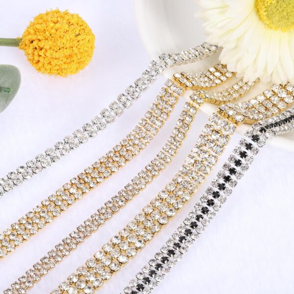 uxcell 1 Yard 2 Rows 3mm Rhinestone Chain, 6mm Bling Crystal...