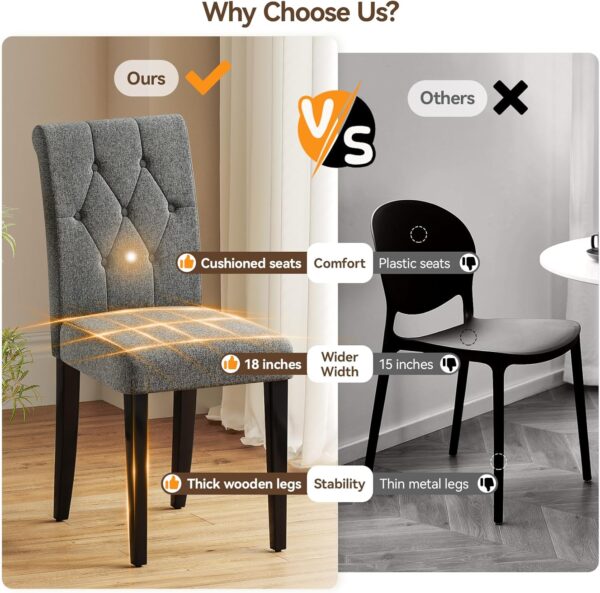 Upholstered Dining Chairs Set of 4, Button Tufted Parsons Di...