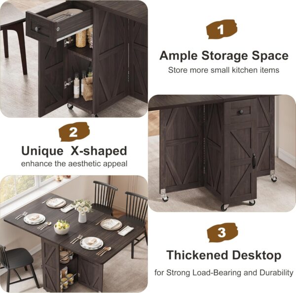 Space Saving Folding Dining Table, Farmhouse Foldable Dining...
