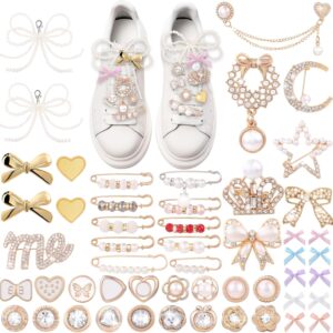 JOICEE 54 Pcs Shoe Charms Kit for Sneakers, Gold Brooches Pi...