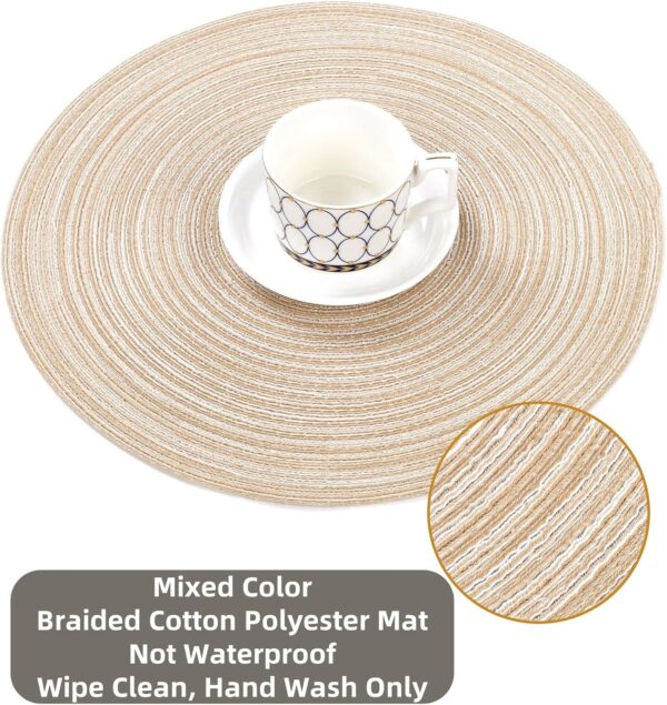 SHACOS 15 inch Round Braided Placemats Set of 6 Non Slip Hea...