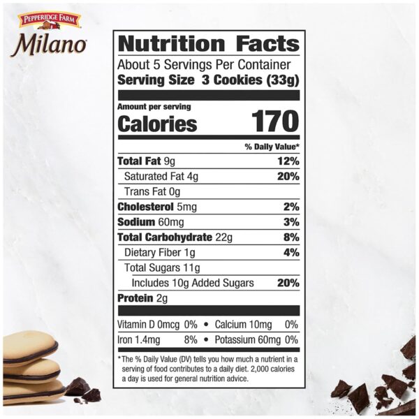Pepperidge Farm Milano Milk Chocolate Cookies, 6 OZ Bag (15 ...