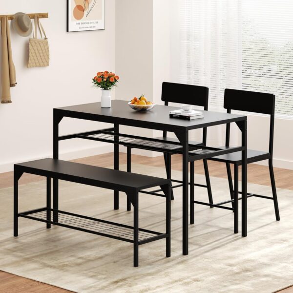 Shintenchi Kitchen Table Chairs Set of 4, Dining Table Set f...