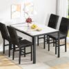 AWQM Products 5-Piece Marble Dining Set, Modern Kitchen Tabl...