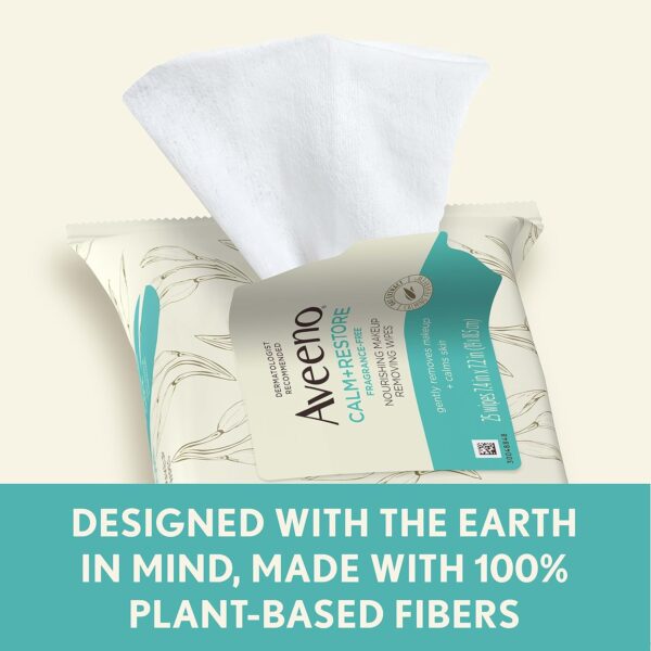 Aveeno Calm + Restore Unscented Makeup Remover Face Wipes, F...