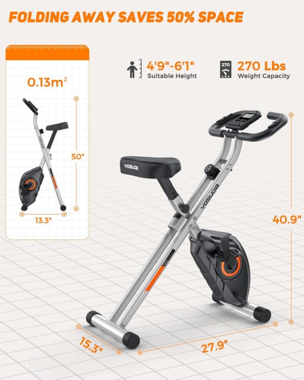YOSUDA Folding Exercise Bike - Foldable Stationary Bike for ...