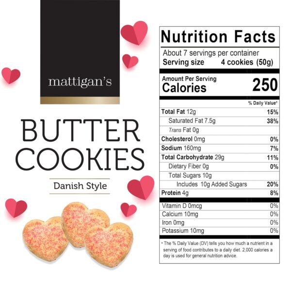 Mattigan's Pink Heart Butter Cookies Danish Style Cookie, 12...