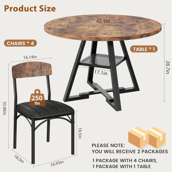 Round Dining Table Set for 4, Kitchen Table and Chairs for 4...