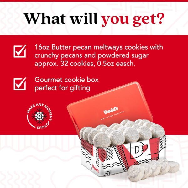 David's Cookies Butter Pecan Meltaways Sweet Sampler Tin - B...