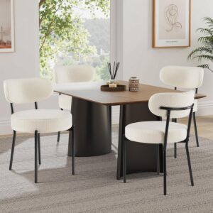 Sweetcrispy Dining Chairs Set of 4, Boucle Upholstered Moder...