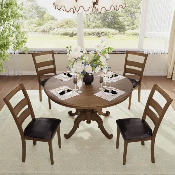 COLAMY Upholstered Dining Chairs Set of 2, PU Leather Ladder...