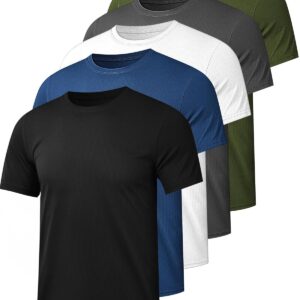 5 Pack Mesh Workout Shirts for Men Dry Fit Gym Shirts Quick ...