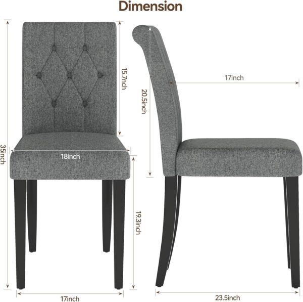 Upholstered Dining Chairs Set of 4, Button Tufted Parsons Di...