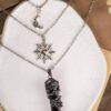 Sacina Gothic Crescent Moon Choker, Moon Sun Star Choker Nec...
