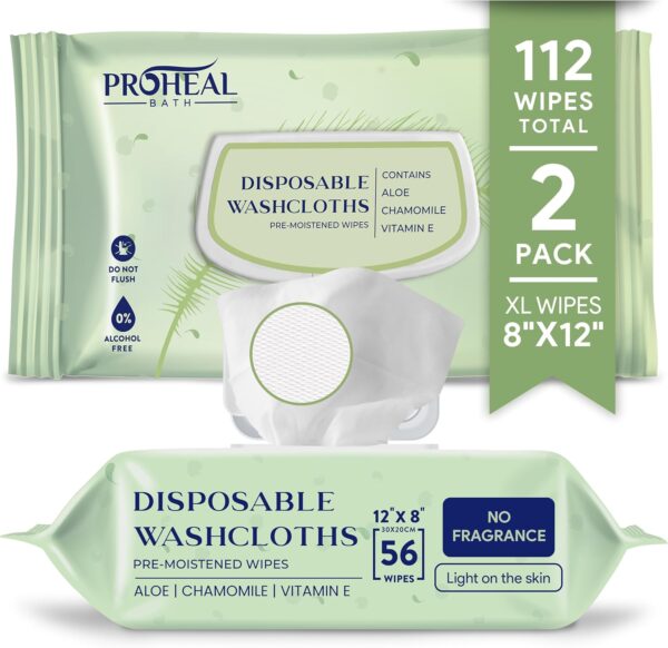 X Large Wet Wipes for Adults - 2 Packs of 56 [112 Count] Dis...