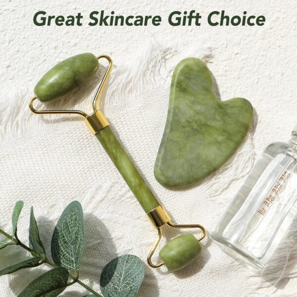 huefull Genuine Jade Roller & Gua Sha Set for Face, Cooling ...