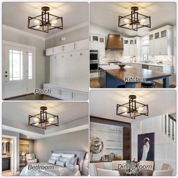ZGLAOJT 4-Lights Close to Ceiling Light，Black Light Fixture ...