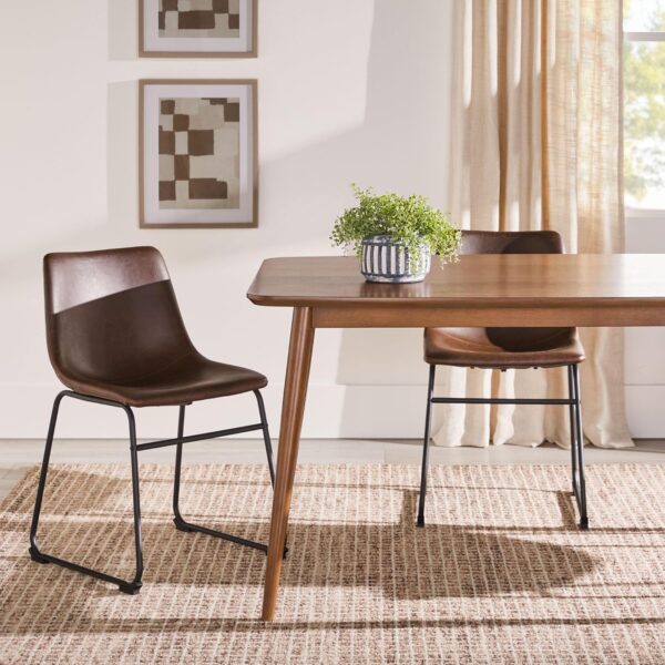 Walker Edison Mid-Century Modern Solid Wood Tapered-Leg Dini...