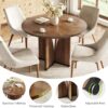 LITTLE TREE 39-Inch Round Dining Table for 4, Rustic Kitchen...