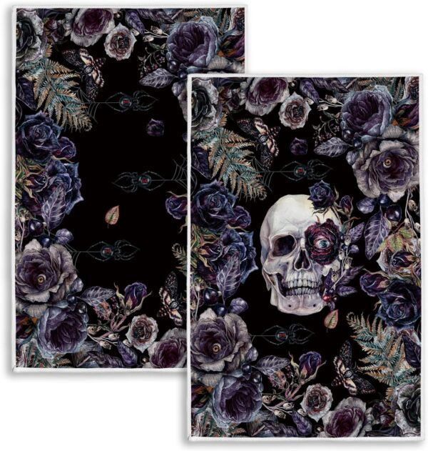 Gothic Halloween Kitchen Towels Set of 2,Gothic Skull Roses ...