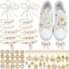 114PCS Clip-On Sneaker Decoration Charm Set, Pearl & Rhinest...