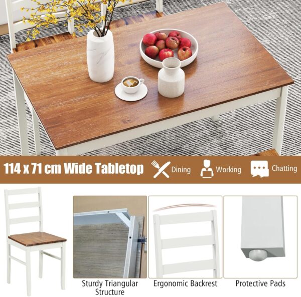 Tangkula Dining Table Set for 4, Solid Wood, Farmhouse Dinet...
