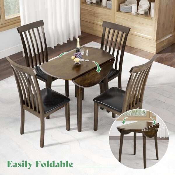 AMERLIFE Solid Wood 5-Piece Foldable Dining Set, Mid Century...