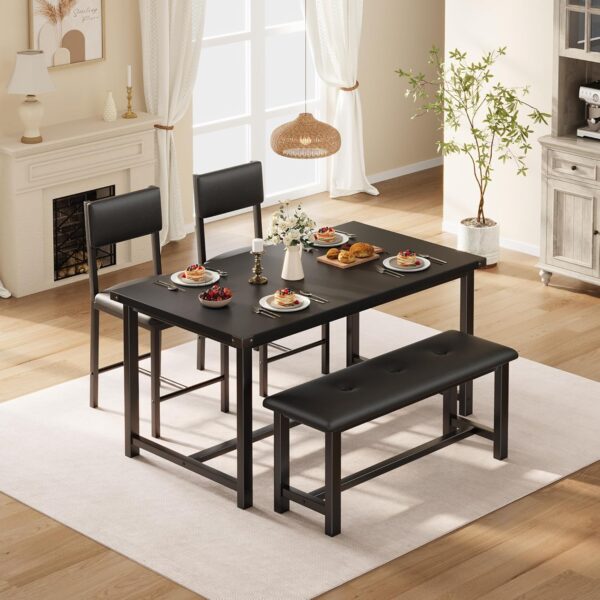 IDEALHOUSE Dining Table Set for 4, Kitchen Table and 2 Uphol...