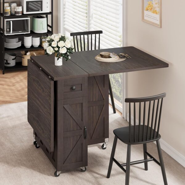 Space Saving Folding Dining Table, Farmhouse Foldable Dining...