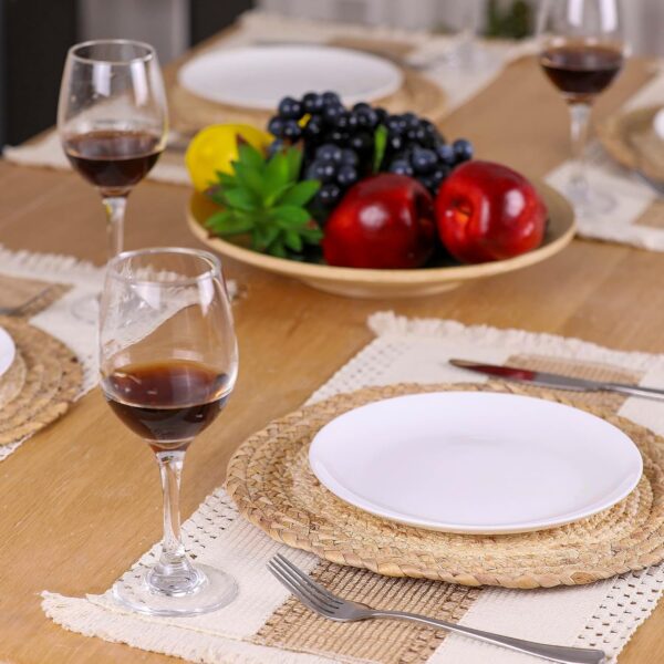 Handmade Boho Placemats Set of 6 - Natural Cotton Burlap and...