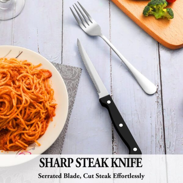 24 Pcs Silverware Set with Steak Knives Service for 4,Stainl...