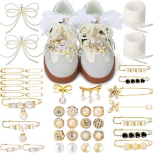 AIERSA Shoes Charms for Sneakers Socks, 43pcs Pearl Shoe Lac...