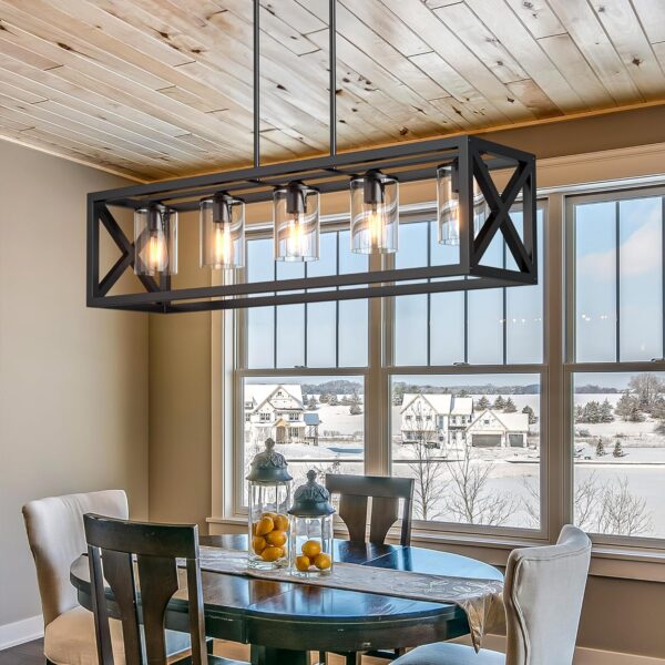 Espird Farmhouse Dining Room Light Fixture - 5 Light Matte B...